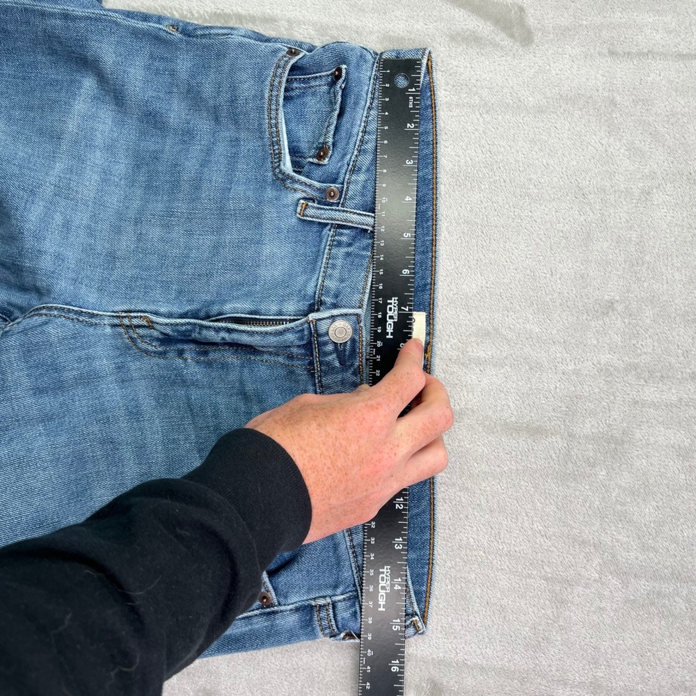 Gap 1969 Wide-Leg High Rise Jeans Womens 28 Blue Medium Wash Raw Frayed Hem - Picture 10 of 16